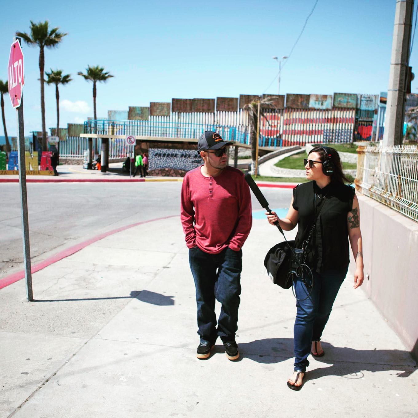 Reporter María Inés Zamudio interviews deported veteran Miguel Perez Jr. in Tijuana, Mexico.
Photo by Erin Siegal McIntyre